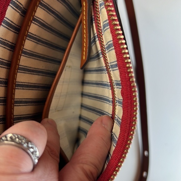 DOONEY & BOURKE Navy Crossbody Tan Leather Trim Adjustable Strap - Picture 11 of 15